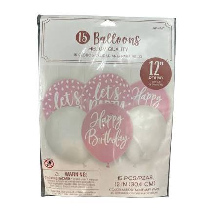 Blush Birthday Latex Balloons 15pcs