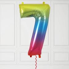 Number #7 Supershape Balloon 34" Rainbow