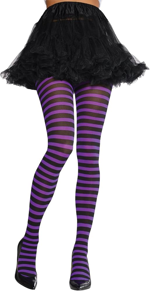 Tights-Ch Purple/Black Stripe