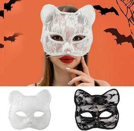 Lace Cat Half Mask-White