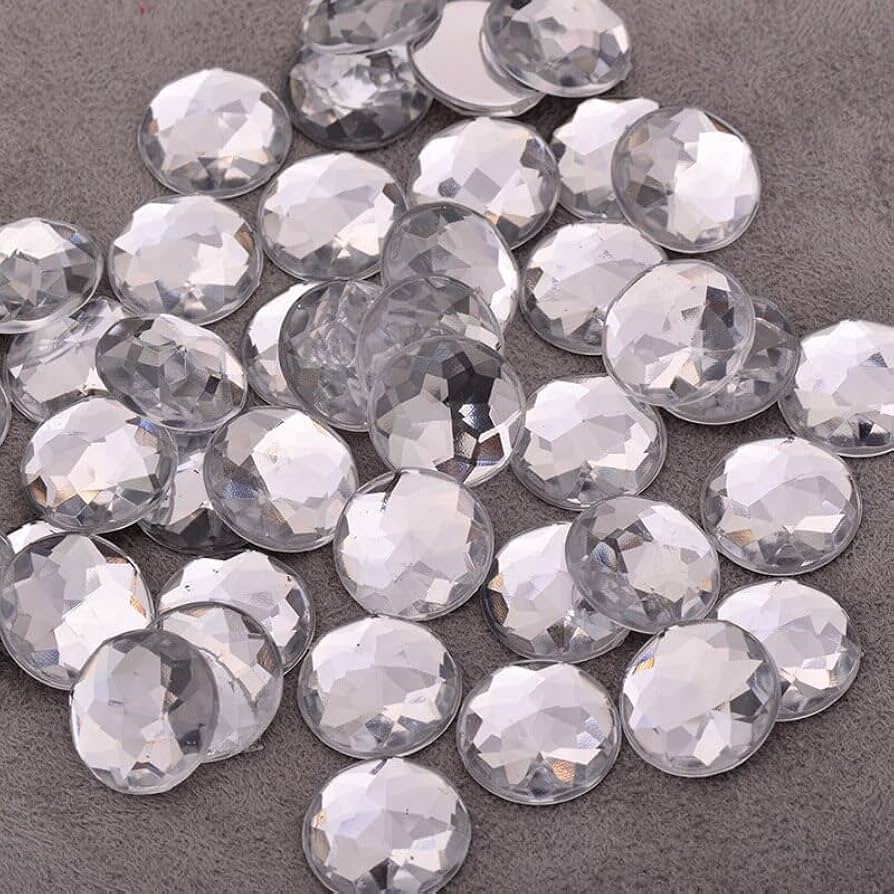 Rhinestone Redonda Silver 12mm 50pcs