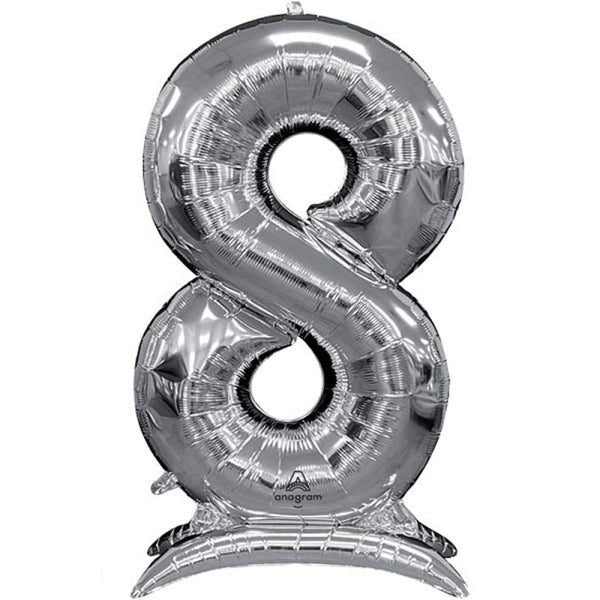 Numeral Balloon With Stand Silver #8