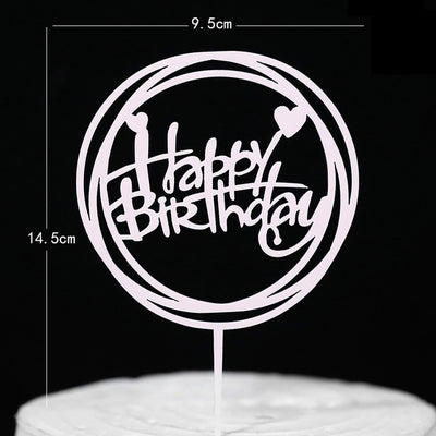 Cake topper Happy Birthday Silver Circular