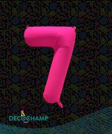 Deco Number #7 Neon Pink Foil Balloon 34"