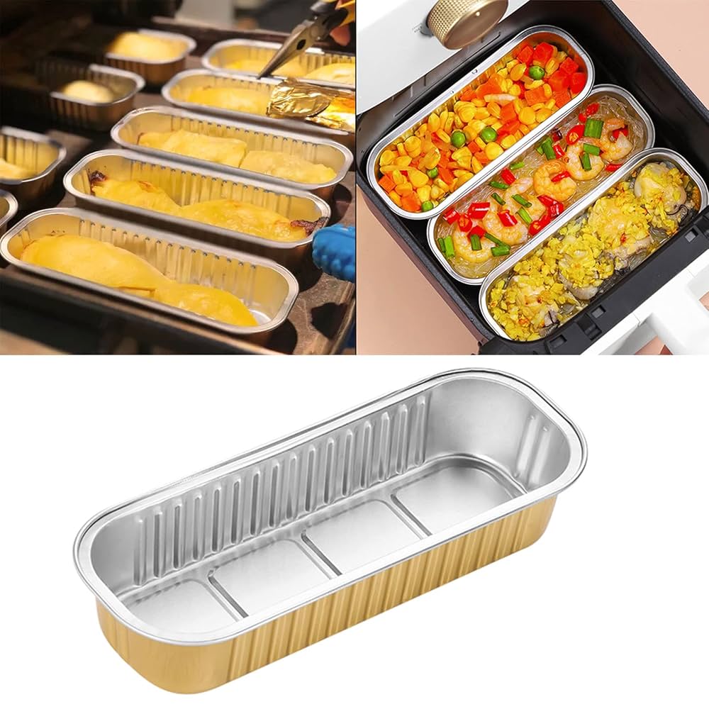 Bowl Rectangular Foil Gold Con Tapa
