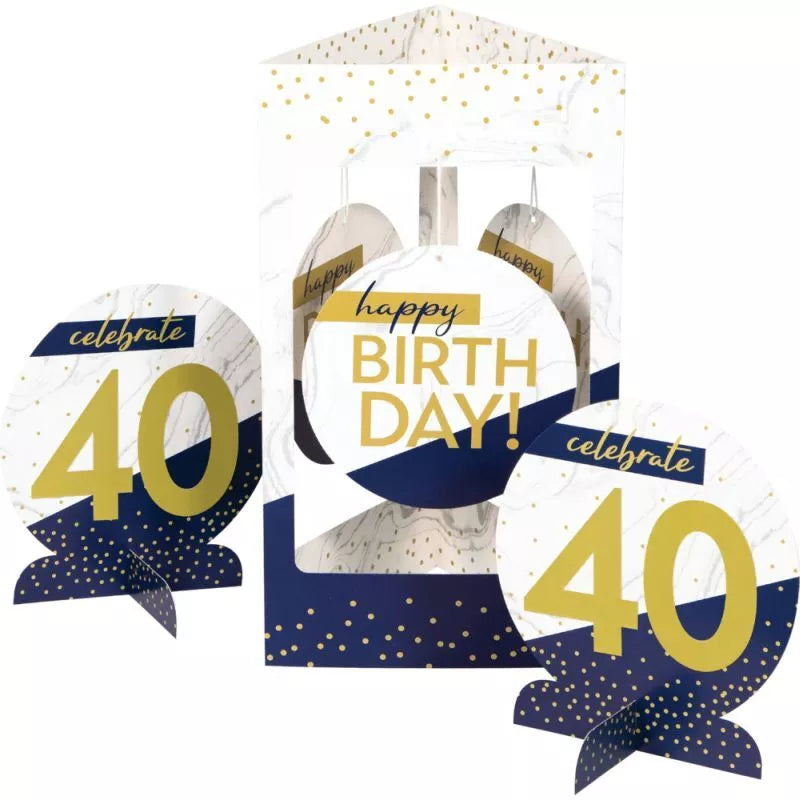 Centro Mesa Stickers Personalizable Navy and Gold (x3u)