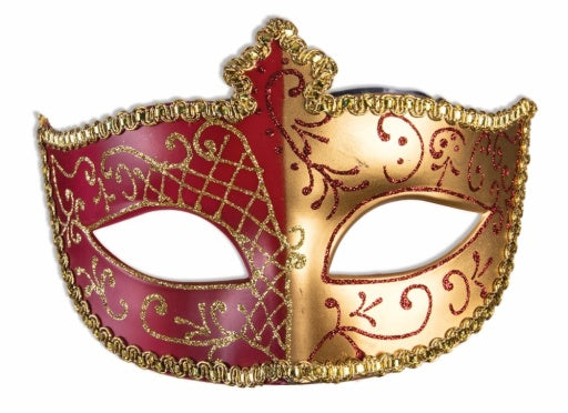 Eye Mask With Ribbon Gold & Red