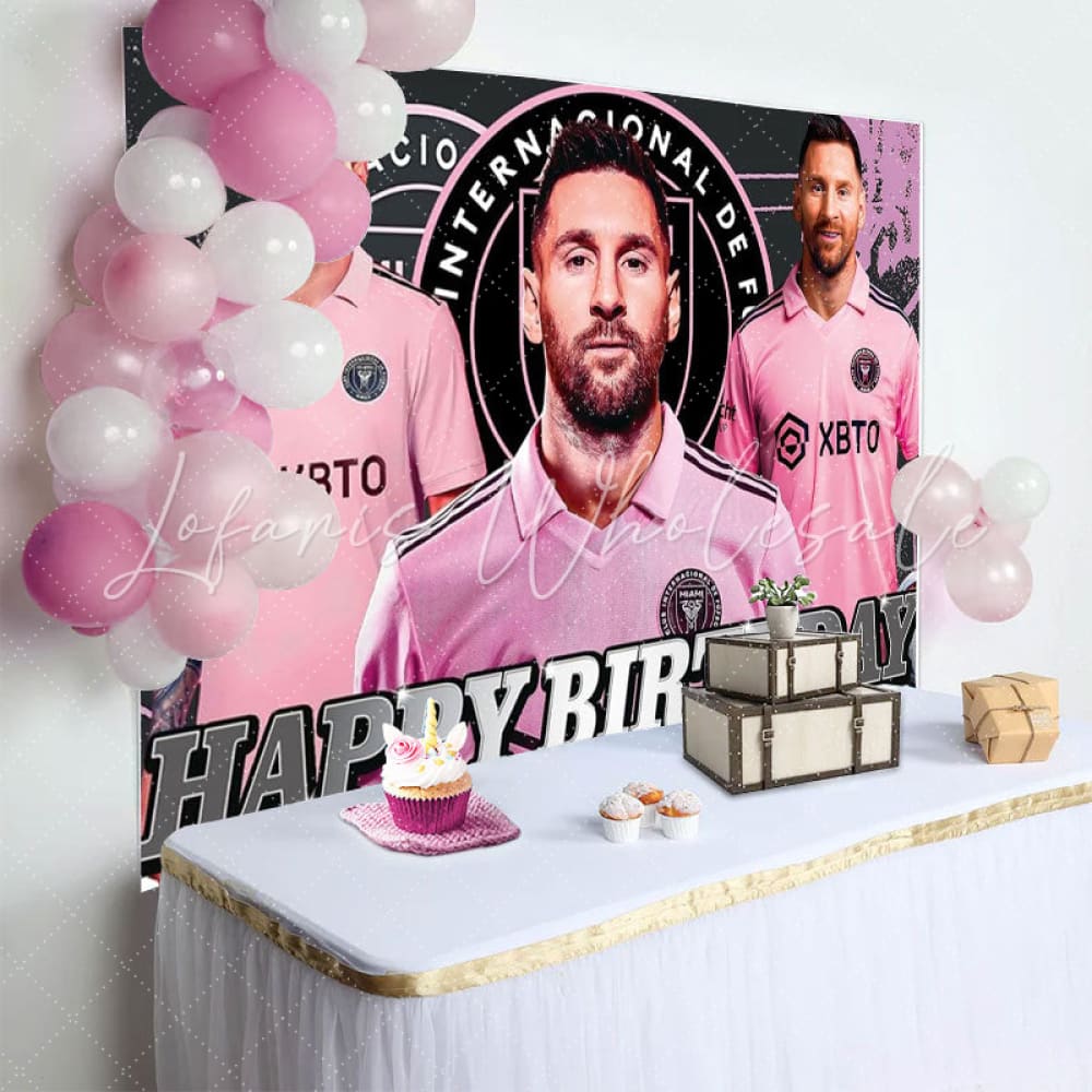 Soccer Messi Inter Miami Birthday Backdrop (x1u)
