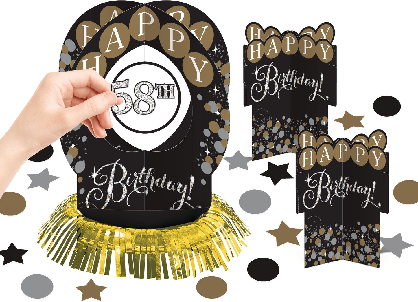 Table Decorations Customizable Gold, Silver and Black