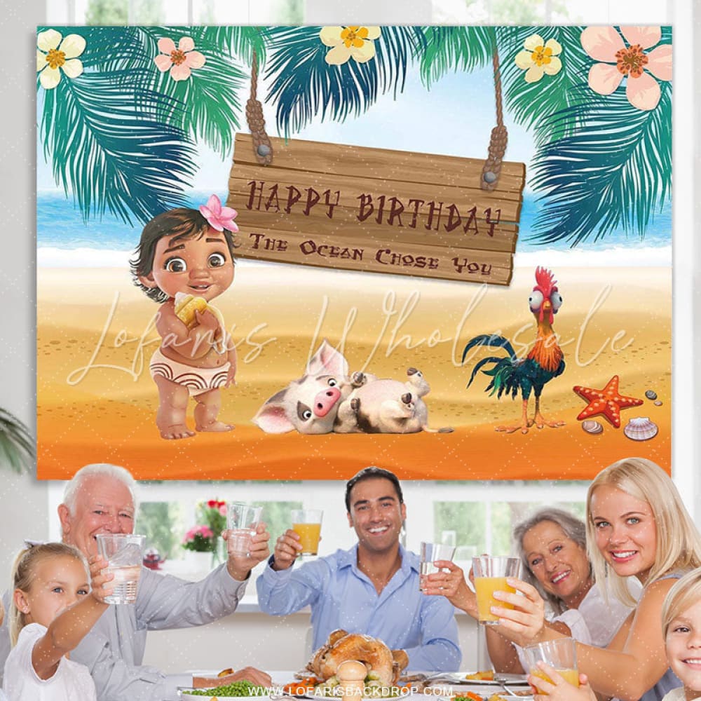Baby Moana Beach Backdrop (x1u)