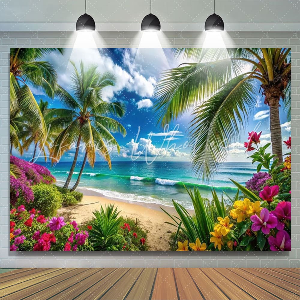 Tropical Palm Summer Hawaiian Beach Photography Backdrop