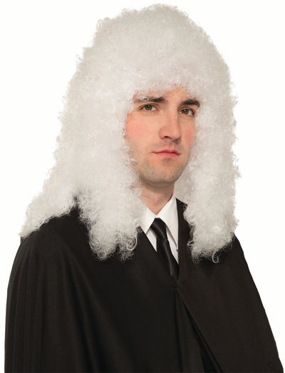 Adult Long Curly White Wig - Judge