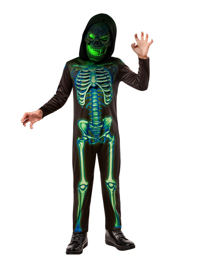 Light Up Neon Green Skeleton Kids Boy Costume