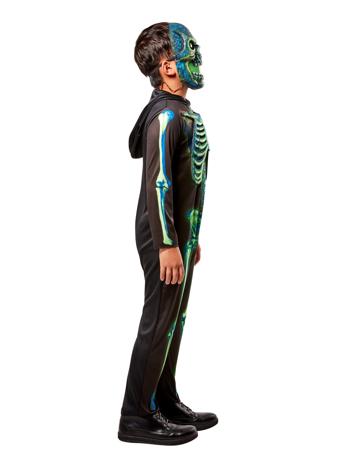 Light Up Neon Green Skeleton Kids Boy Costume
