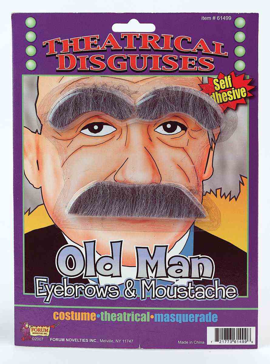 Old Man Eyebrows & Moustache Gray