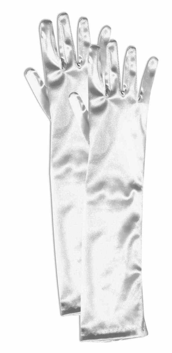 Child Opera Satin Gloves-White