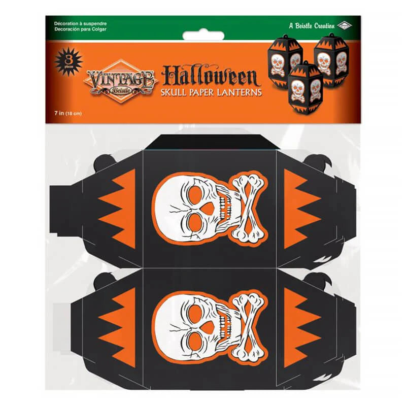 Halloween Skull Paper Lanterns 7" (x3u)