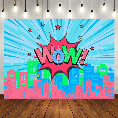 Wow Star Pink Blue Party Backdrop