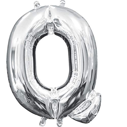 Amscan Air-Filled Silver Letter & Number Balloons - 16" Tall Party Decorations (Not Helium)