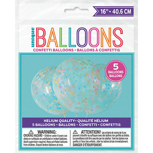 Globo Latex Confetti Multicolor Transparente