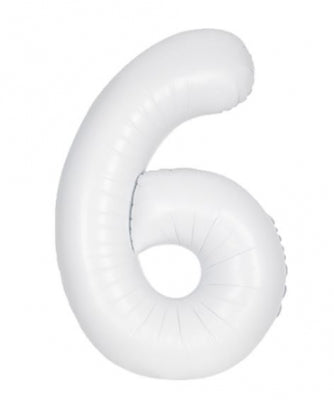 Number #6 Supershape Balloon 34" Pastel White