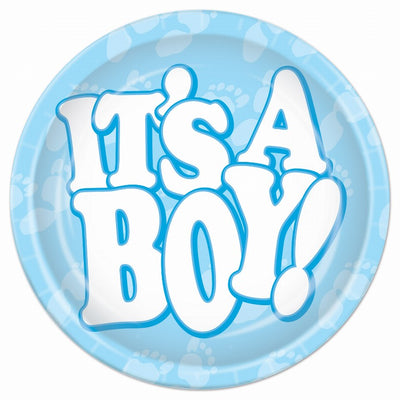 Plato Redondo Carton ¡Es un Niño! Baby Shower