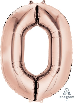 Number #0 Supershape Balloon 34" Rose Gold