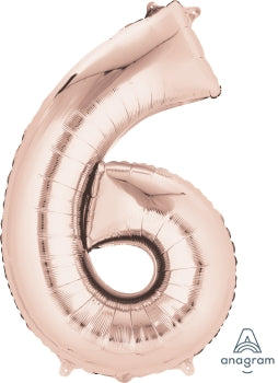 Number #6 Supershape Balloon 34" Rose Gold