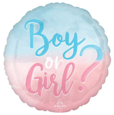 Boy or Girl Gender Reveal Foil Balloon 18”