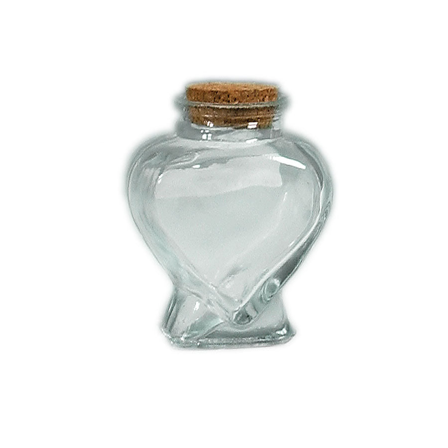 BOTELLA DE VIDRIO CORAZON CON TAPON DE CORCHO 3¼"
