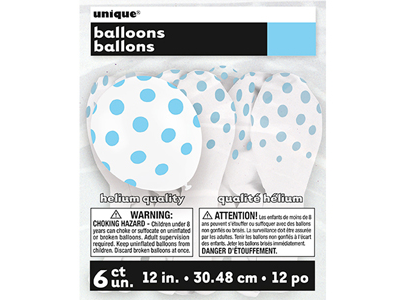 Globo Latex Blanco Lunares Azul Claro