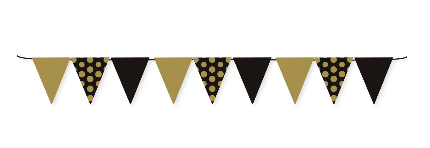 BANDERIN TRIANGULO NEGRO GOLD LINEA POLKA