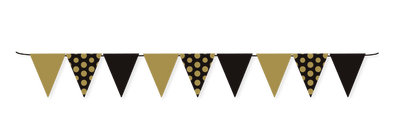 BANDERIN TRIANGULO NEGRO GOLD LINEA POLKA