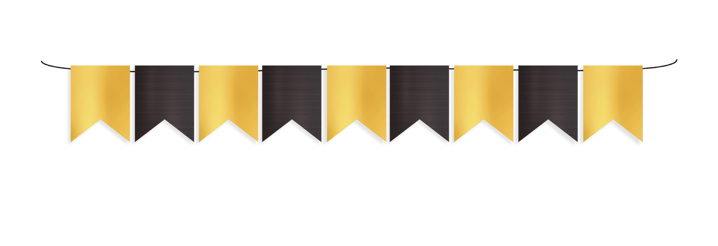 BANDERIN PENTAGONO METALIZADO NEGRO GOLD
