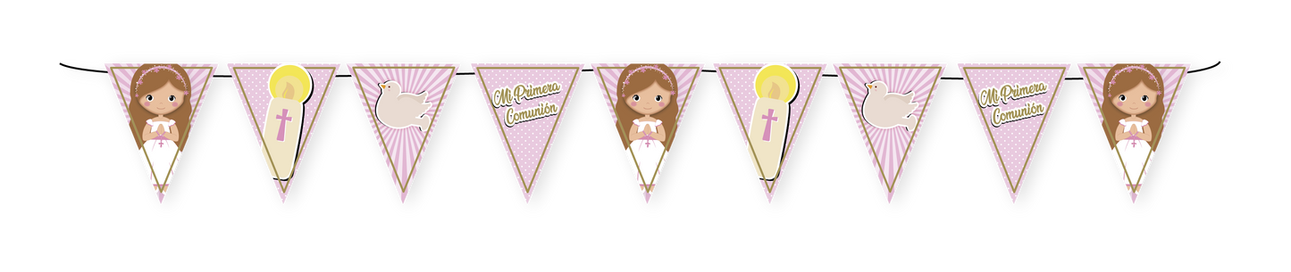 BANDERIN TRIANGULO PRIMERA COMUNION NIÑA