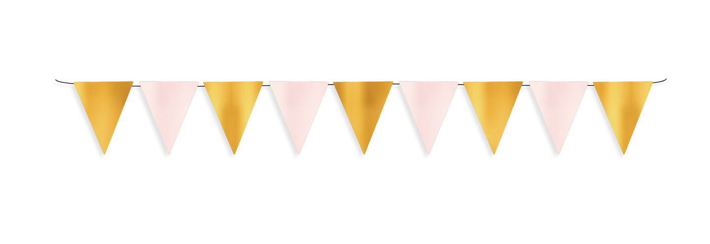 BANDERIN METALIZADO TRIANGUL0 PALO DE ROSA GOLD