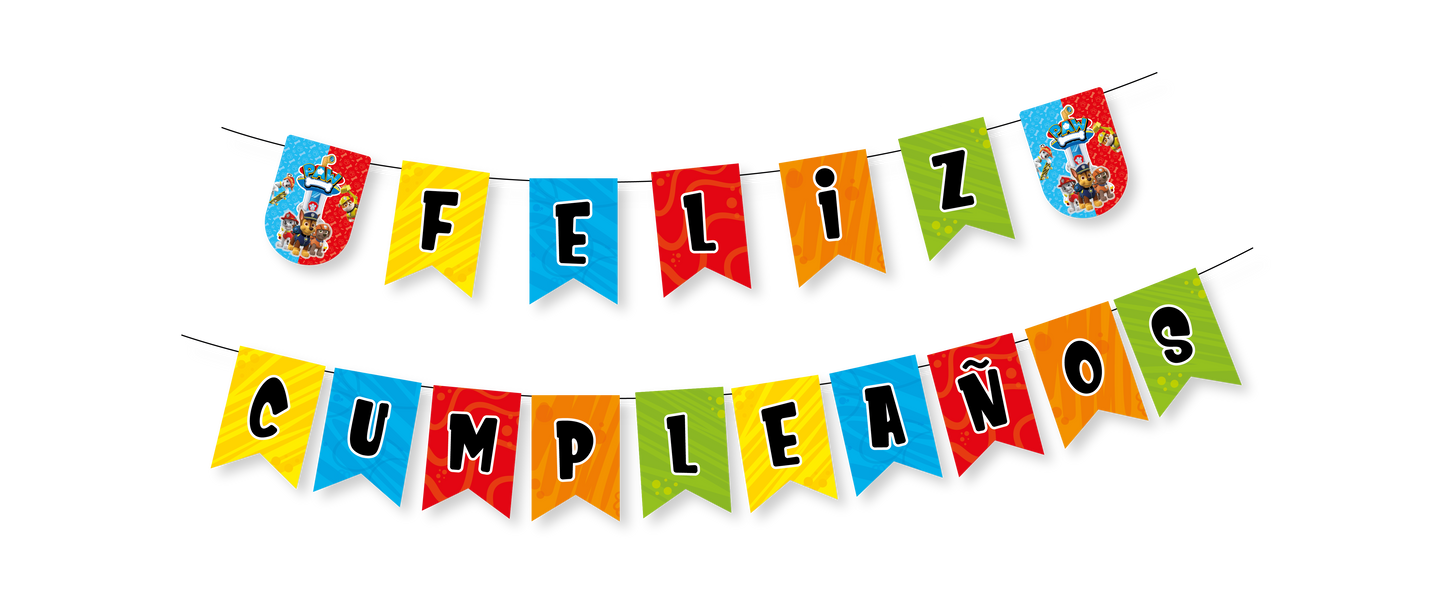 Banderín “Feliz Cumpleaños” Paw Patrol Niño (x1u)