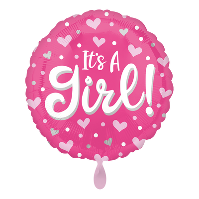 It’s a Girl Pink Hearts Gender Reveal Foil Balloon 18”