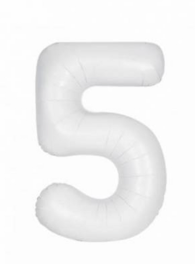 Number #5 Supershape Balloon 34" Pastel White