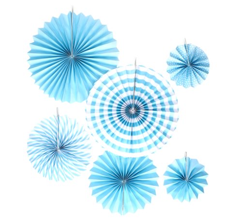Set Ventilador de Papel Colgante Azul