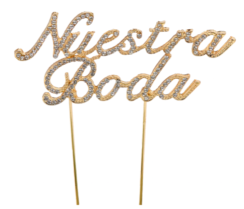 Cartel Decoración de Pastel Nuestra Boda Dorado