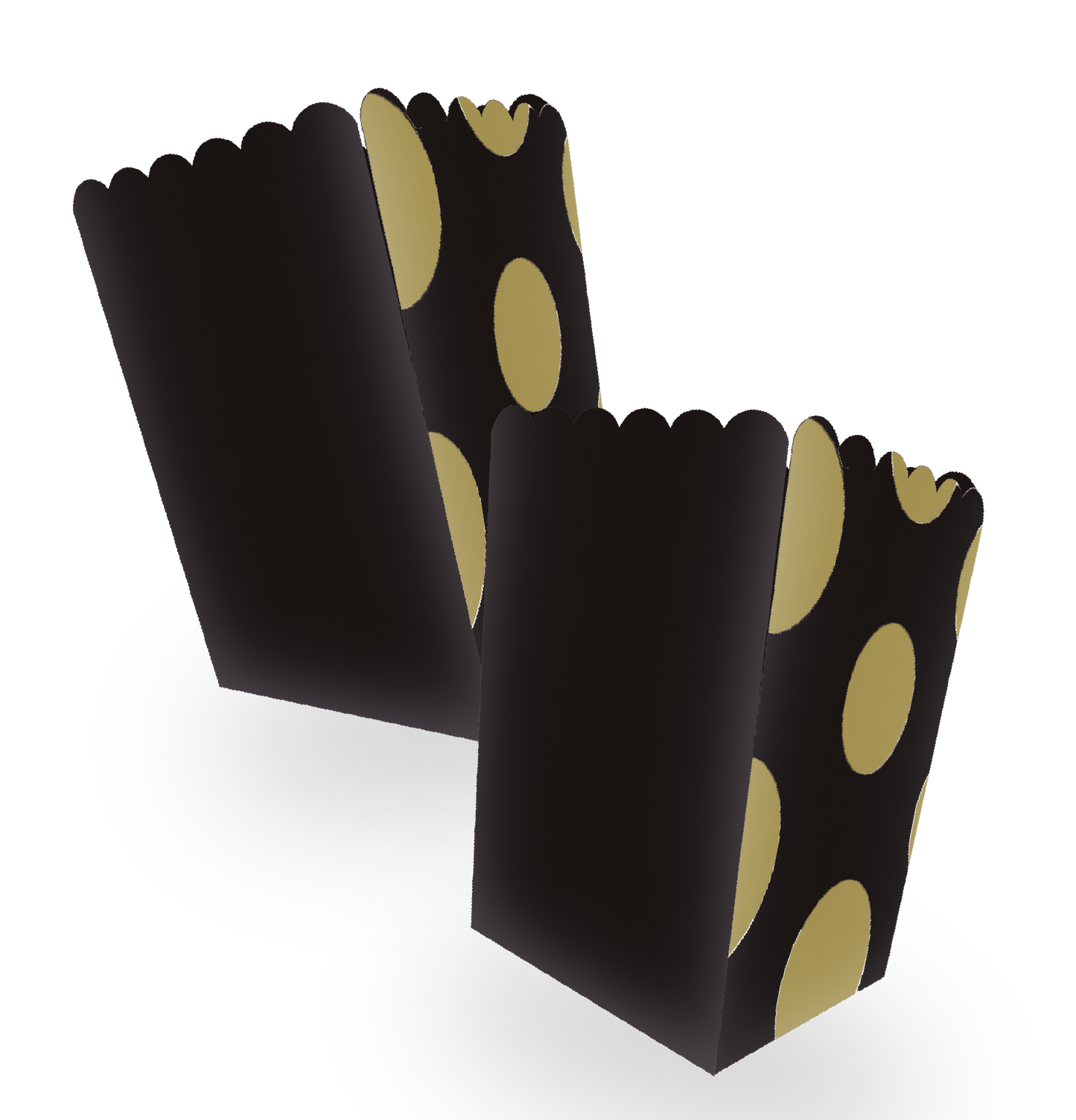 CAJA CRISPETERA X 6 UD NEGRO GOLD LINEA POLKA