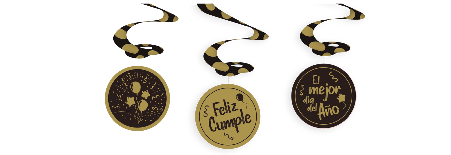 ESPIRAL X3 UD LINEA POLKA NEGRO GOLD