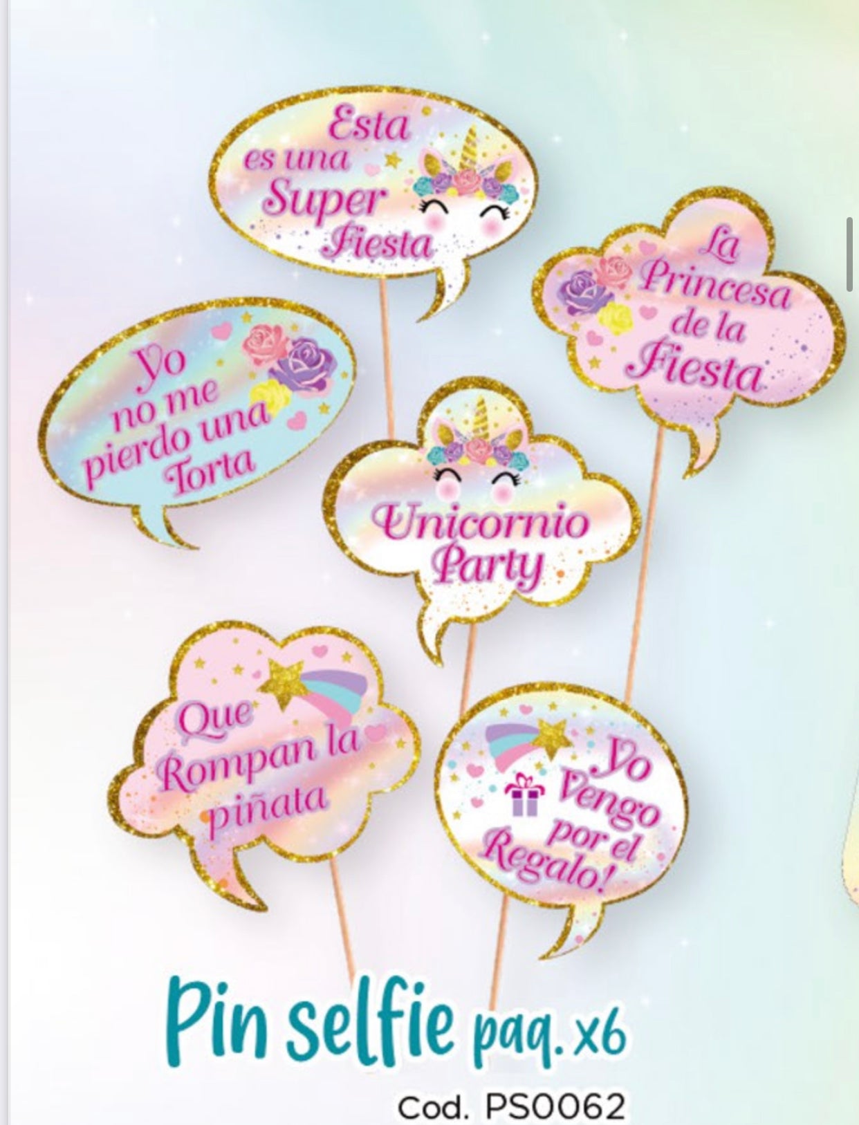 PIN SELFIE X 6 UNICORNIO