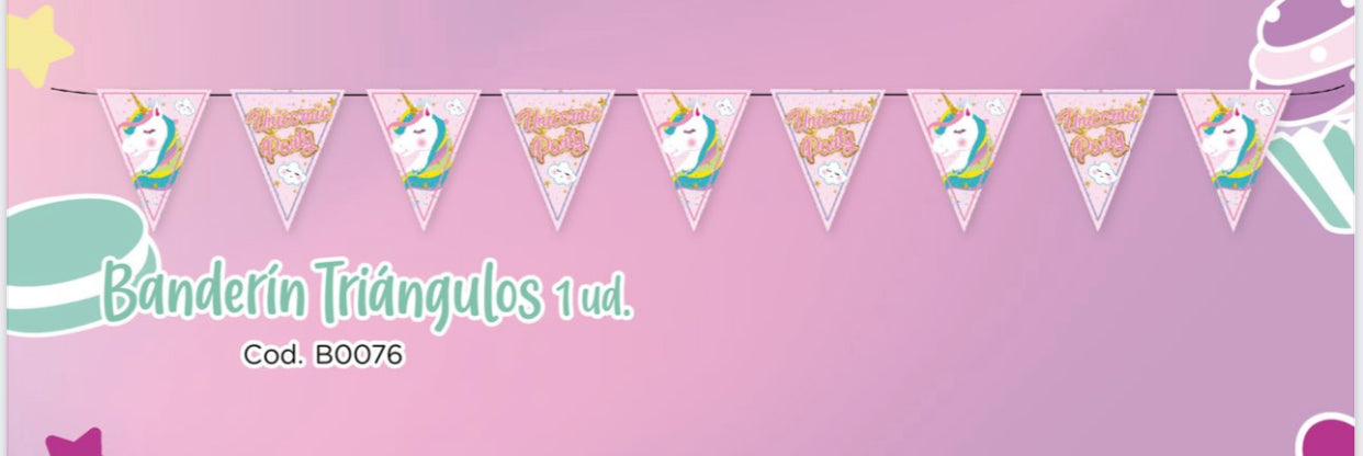 BANDERIN TRIANGULO UNICORNIO INFANTIL