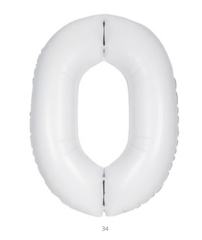 Number #0 Supershape Balloon 34" Pastel White