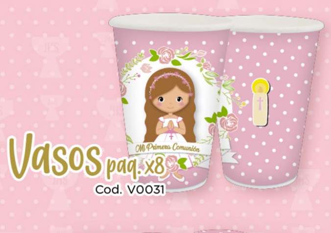 VASO X8 UD PRIMERA COMUNION NIÑA