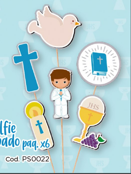 PIN SELFIE X6 UD ESTAMPADO PRIMERA COMUNION NIÑO