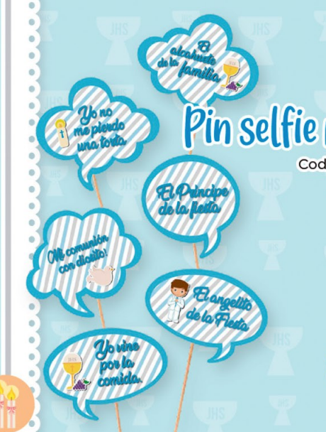 PIN SELFIE X6 UD PRIMERA COMUNION NIÑO