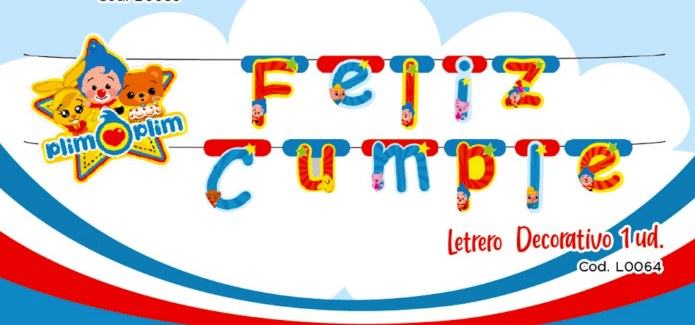 Letrero "Feliz Cumple" Payaso Plim Plim (x1u)